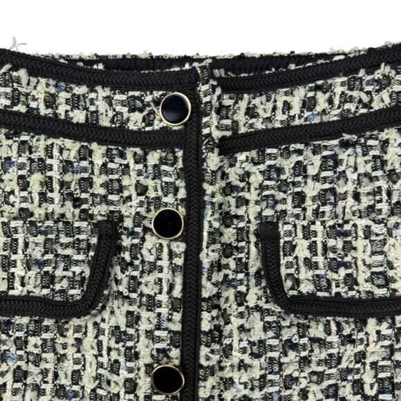 NWT DYNAMITE Tweed A-Line Mini Skirt Sz XS Green / Black - Picture 5 of 7